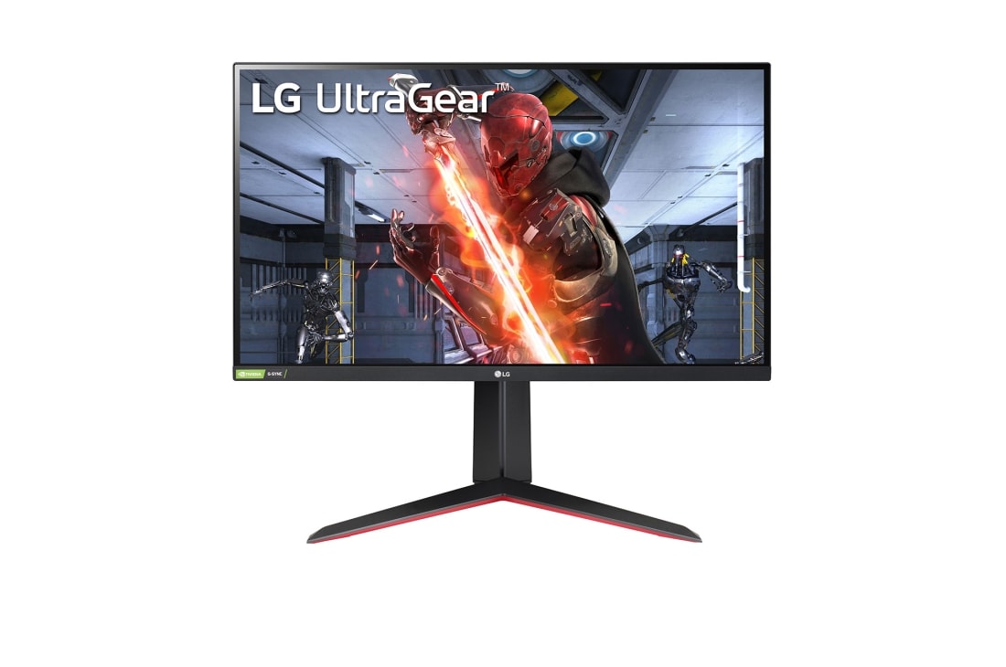 LG Monitor pentru jocuri clasa UltraGear? Full HD IPS 1ms (GtG), 27'', compatibil cu NVIDIA? G-SYNC?, Vedere frontal?, 27GN650-B