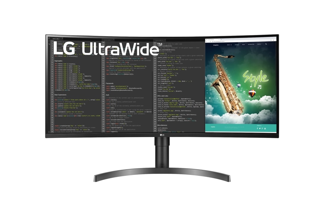 LG Monitor curbat  de 35'' UltraWide? QHD HDR VA, Vedere frontal?, 35WN75CP-B