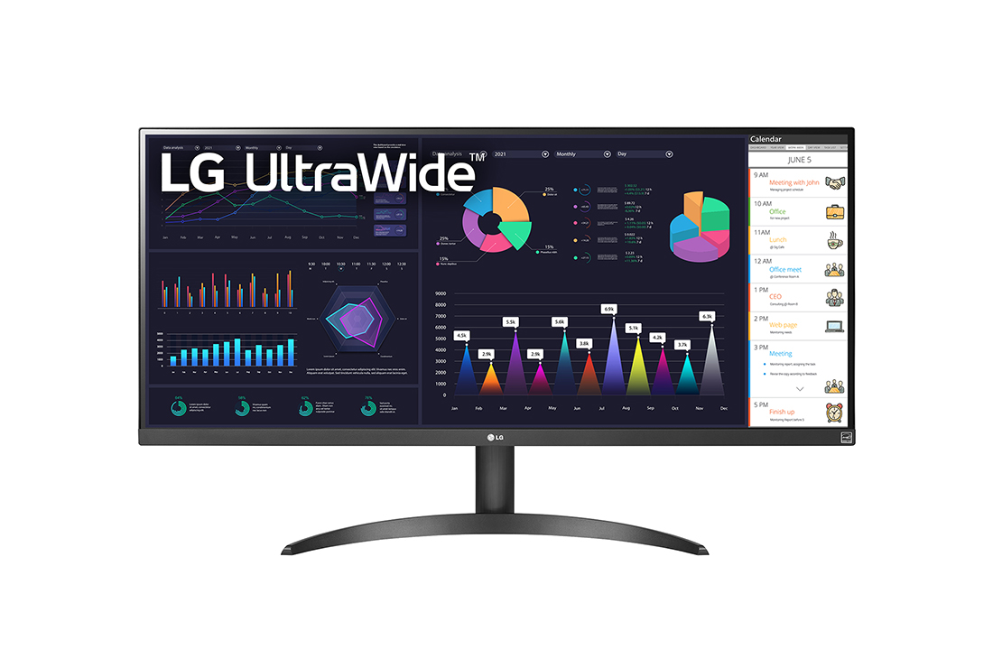LG Monitor 21:9 UltraWide? Full HD IPS de 34'' cu AMD FreeSync?, vedere frontal?, 34WQ500-B