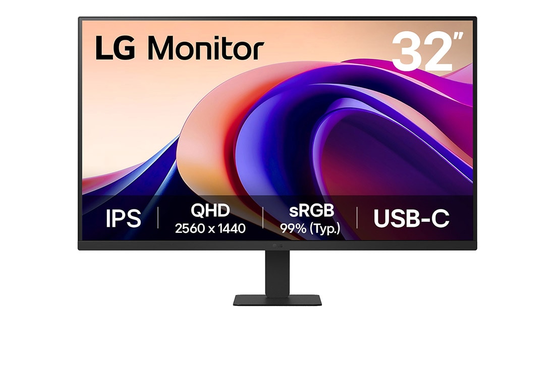 LG Monitor QHD IPS de 31,5” cu USB-C, front view, 32U631A-B