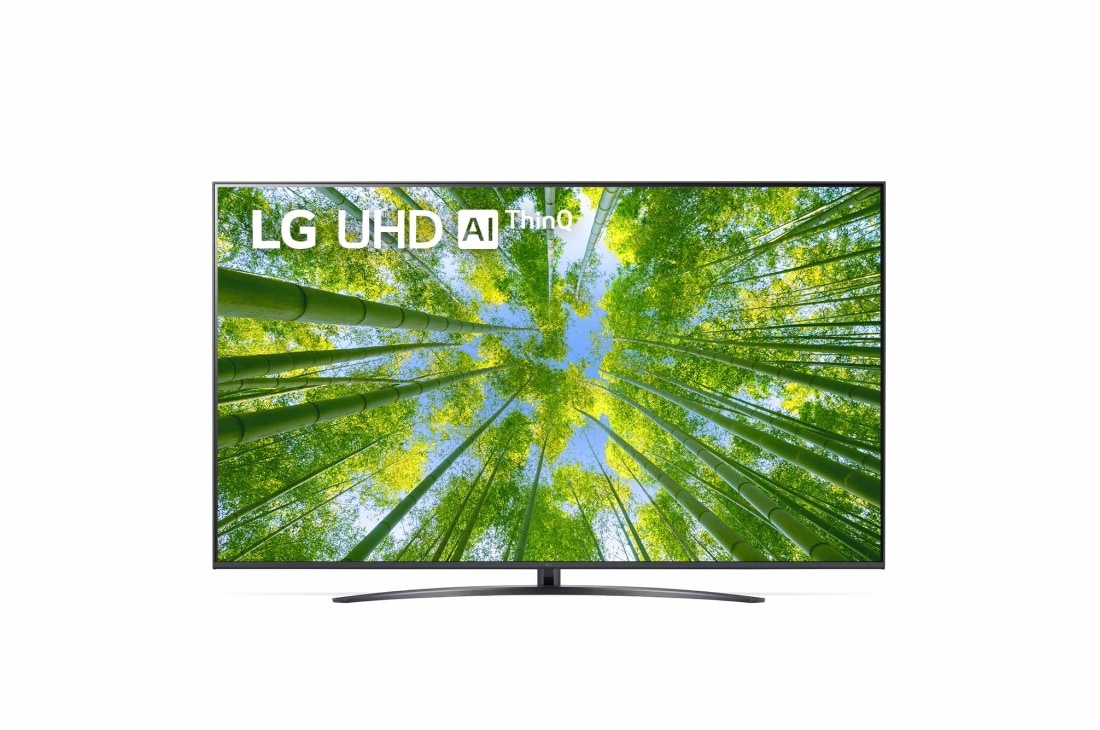 LG TELEVIZOR UHD 4K, Vedere frontal? a televizorului LG UHD cu imaginea continu? ?i sigla produsului aprins?, 70UQ81003LB