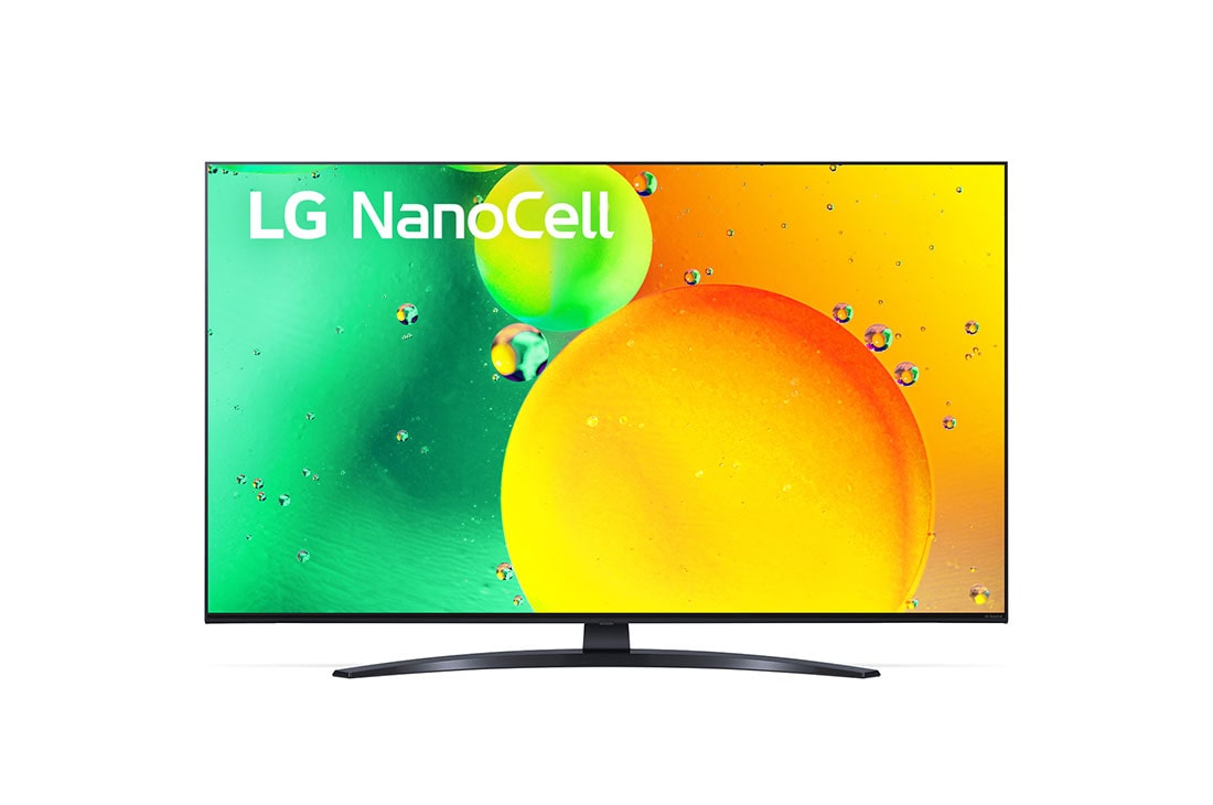 LG Nano76 | 65 inch 4K Cinema HDR | Procesor α5 Gen5 AI 4K | Cinema NanoCell | ThinQ AI |NanoCell Gaming , Vedere frontal? a televizorului NanoCell LG, 65NANO763QA