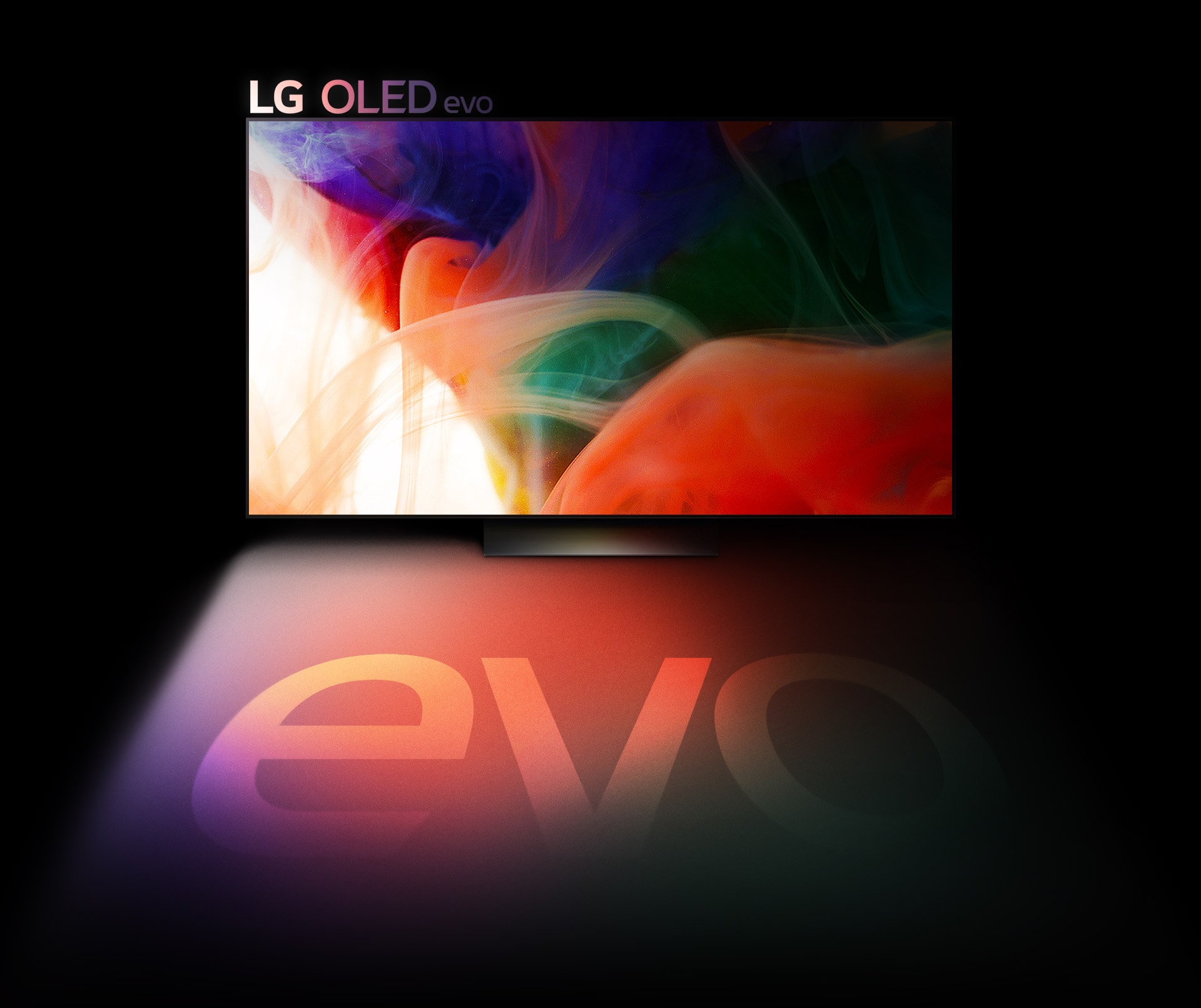 O imagine abstract? plin? de culoare este afi?at? pe un televizor LG OLED evo