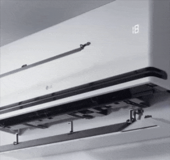 Animacija LG klima-ure?aja koja prikazuje funkciju Dual Vane za preciznu kontrolu protoka vazduha.