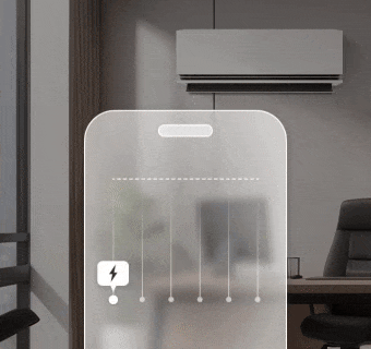 Animacija prikazuje funkciju kW menad?er LG klima-ure?aja na pametnom telefonu koja slu?i za kontrolu potro?nje energije.