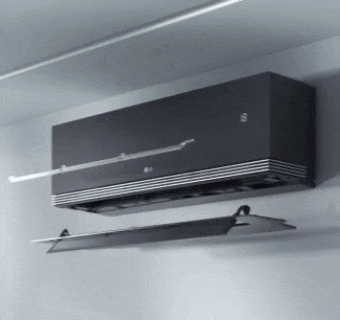Animacija LG klima-ure?aja koja prikazuje funkciju Dual Vane za preciznu kontrolu protoka vazduha.