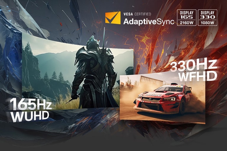 Vitez i trka?ki automobil pokazuju 165Hz WQHD i 330Hz WFHD.
