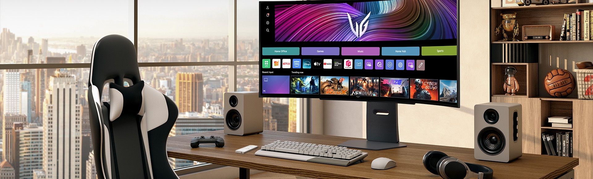 Slika prednje strane UltraGear? 45gx90sa gejmerskog monitora.