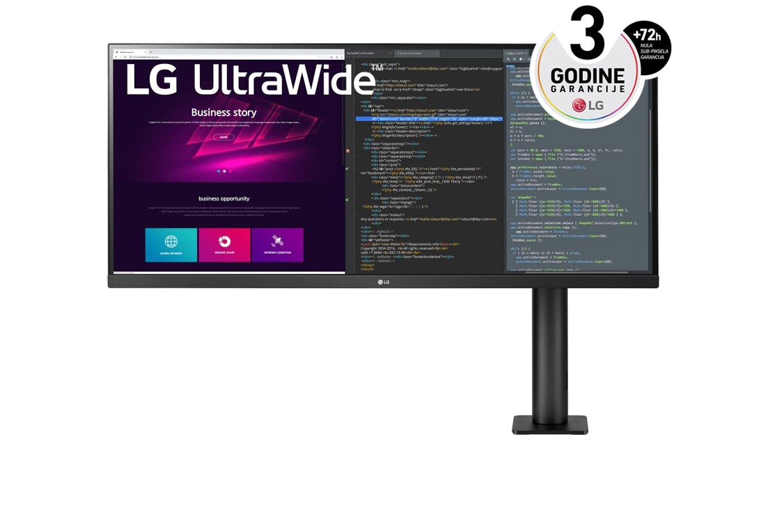 LG 34'' 21:9 UltraWide? QHD Ergo IPS monitors  HDR10 i AMD FreeSync? , prikaz dr?a?a monitora spreda sa desne strane, 34WN780-B