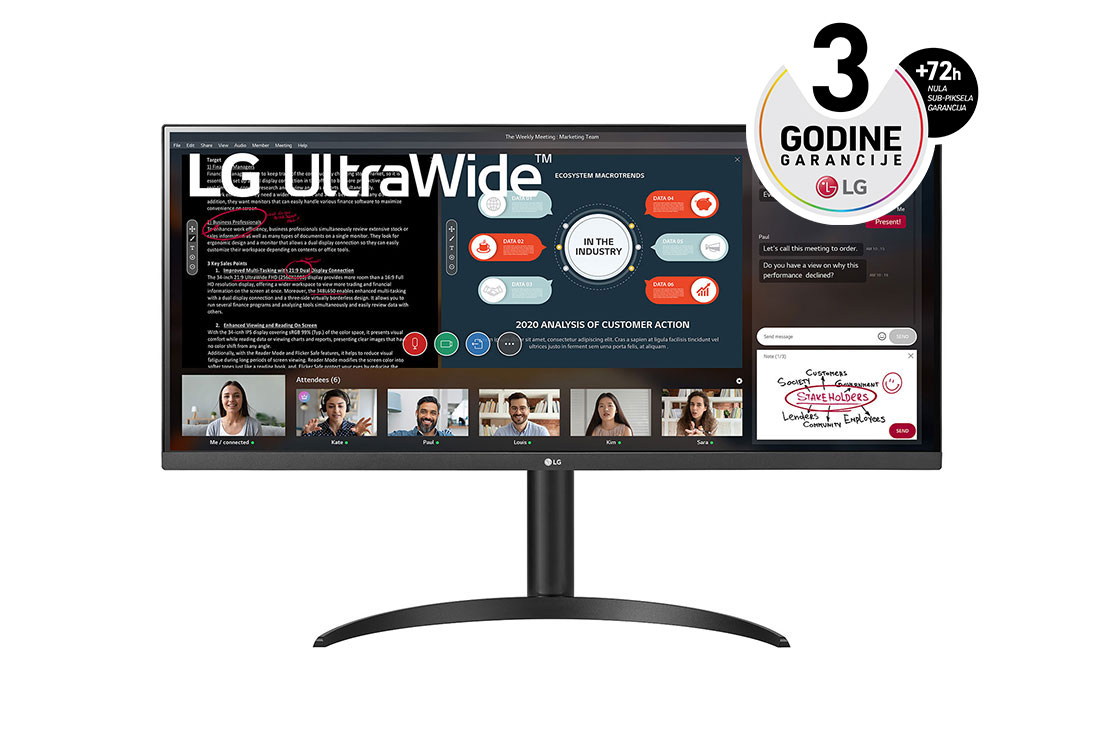 LG 34'' 21:9 UltraWide? Full HD IPS monitor sa tehnologijom AMD FreeSync?, prikaz spreda, 34WP550-B