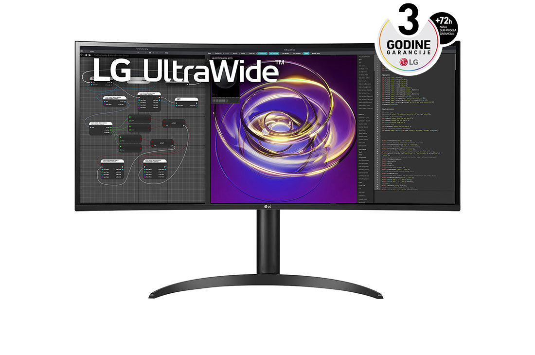 LG 34'' 21:9 QHD(3440 x 1440) UltraWide? monitor, prikaz spreda, 34WP85C-B