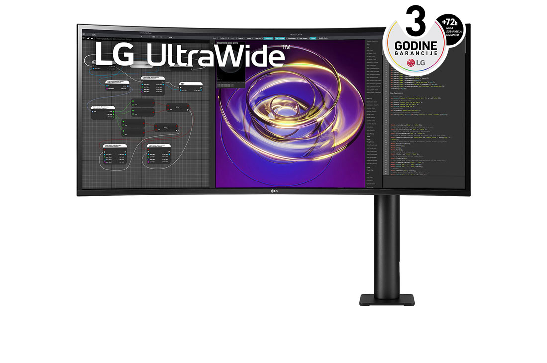 LG 34'' 21:9 QHD (3440 x 1440) UltraWide? Ergo monitor, prikaz dr?a?a monitora spreda sa desne strane, 34WP88C-B