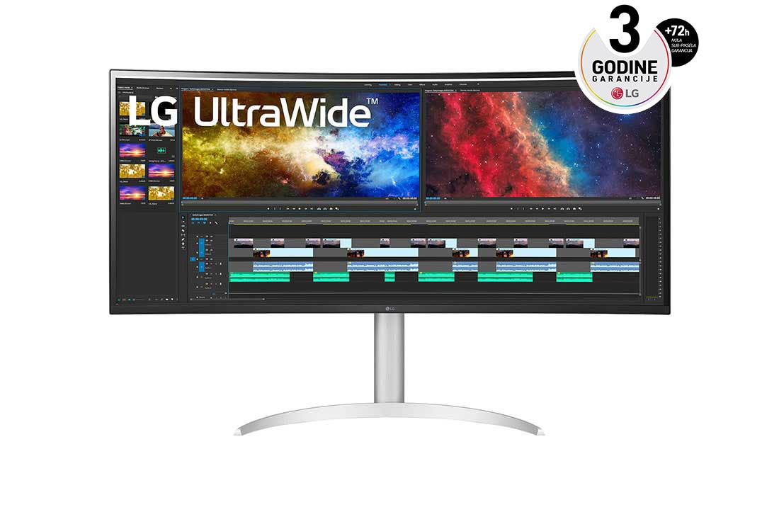 LG 37,5'' 21:9 Zakrivljeni UltraWide? QHD+ (3840x1600) monitor, prikaz spreda, 38WP85C-W