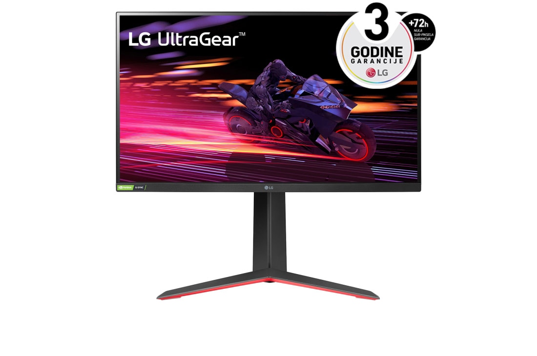 LG 27'' Full HD(1920 x 1080) UltraGear? monitor s 1ms 240Hz i NVIDIA? G-SYNC? kompatibilan, prikaz spreda, 27GP750-B