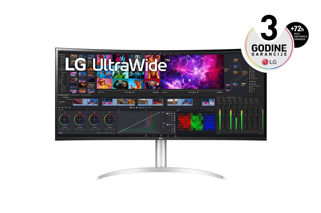LG 39.7'' zakrivljen UltraWide? 5K2K Nano IPS ekran, prikaz spreda, 40WP95C-W