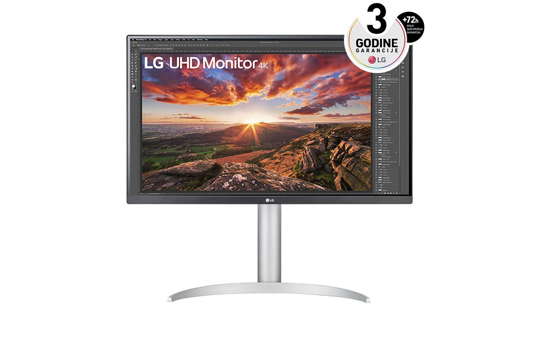 LG 27'' UHD 4K monitor VESA DisplayHDR? 400, USB Type-C?, prikaz spreda, 27UP850N-W