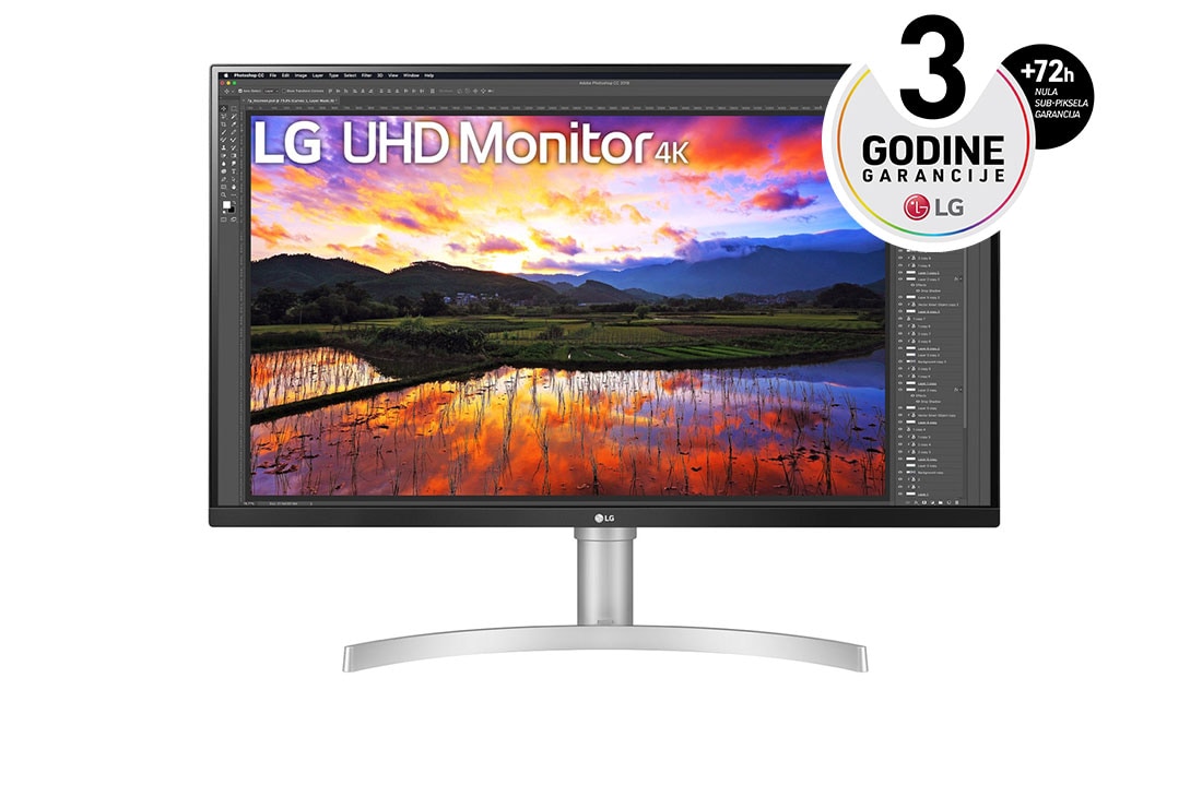 LG 31,5''  4K UHD monitor s HDR 10, prikaz spreda, 32UN650P-W