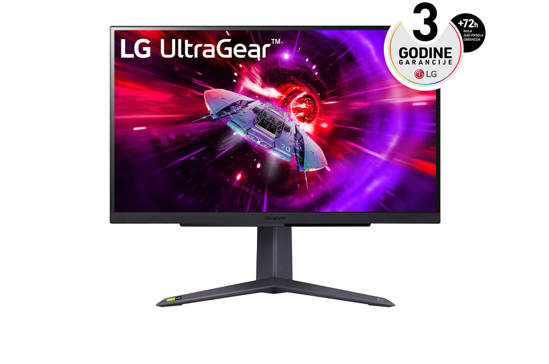 LG 27” UltraGear? 16:9 QHD gejming monitor sa brzinom osve?avanja od 165Hz, prikaz spreda, 27GR75Q-B