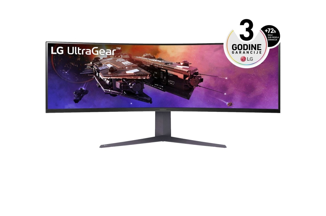LG 45” UltraGear? 32:9 odnos ?irina/visina, dvostruki KHD, zakrivljeni gejmer monitor sa brzinom osve?avanja od 200 Hz, Prednji prikaz	, 45GR75DC-B