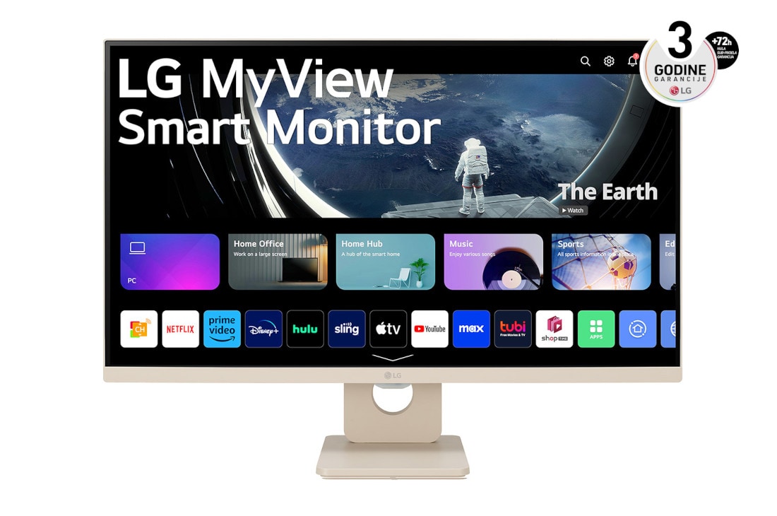 LG 27” 16:9 Full HD IPS MyView Smart monitor sa webOS platformom, 27SR50F-E prikaz spreda, 27SR50F-E