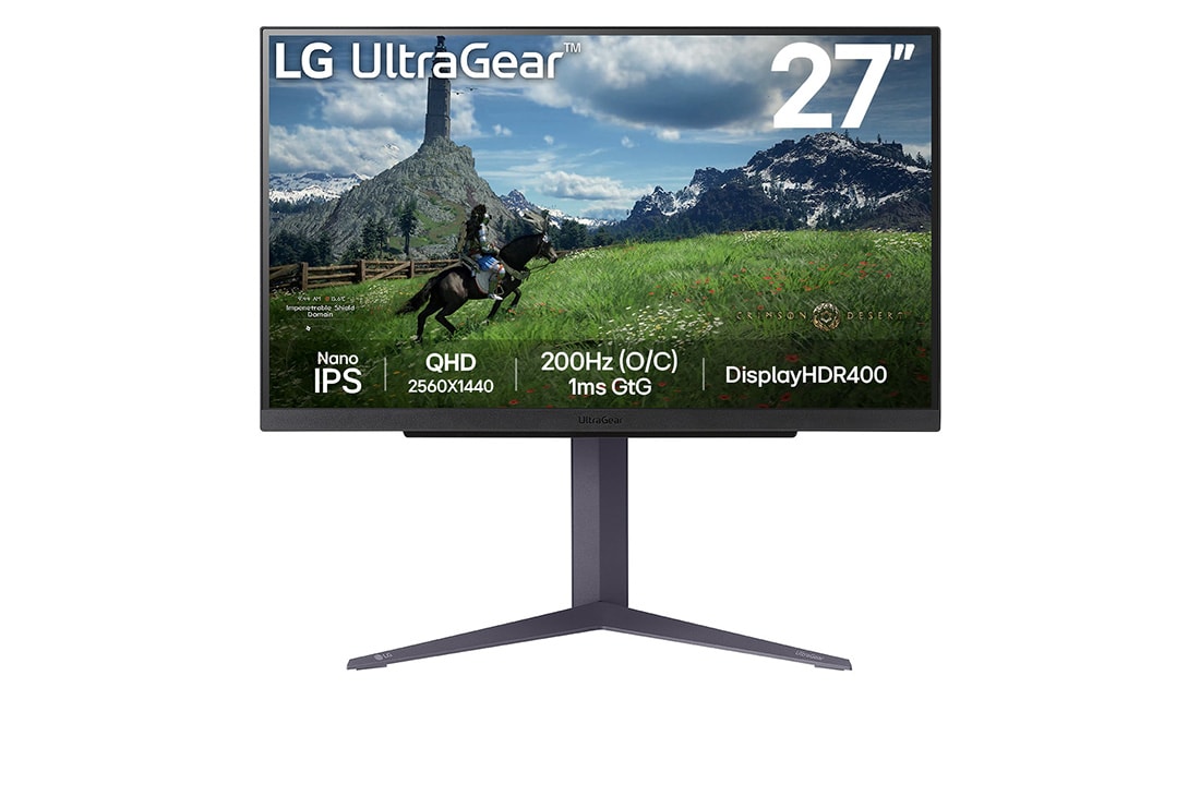 LG 27'' UltraGear? IPS 16:9 QHD monitor za igre sa brzinom osve?avanja od 200 Hz, prednji prikaz, 27GS85Q-B