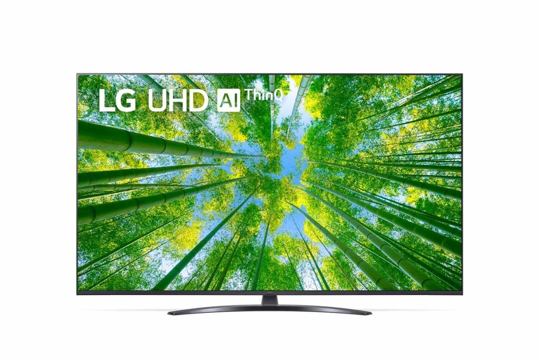 LG 55'' (139 cm) 4K HDR Smart UHD TV, Prikaz prednje strane LG UHD TV sa slikom i prikazanim logotipom proizvoda, 55UQ81003LB