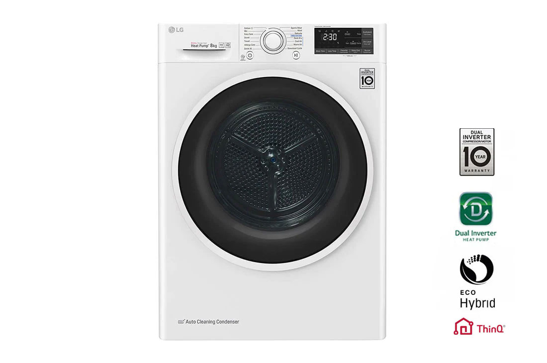 LG 8 kg, Eco Hybrid? DUAL inverter toplotna pumpa za su?enje, kondenzator sa automatskim ?i?c?enjem, ThinQ?, WiFi funkcija, RC80U2AV4Q