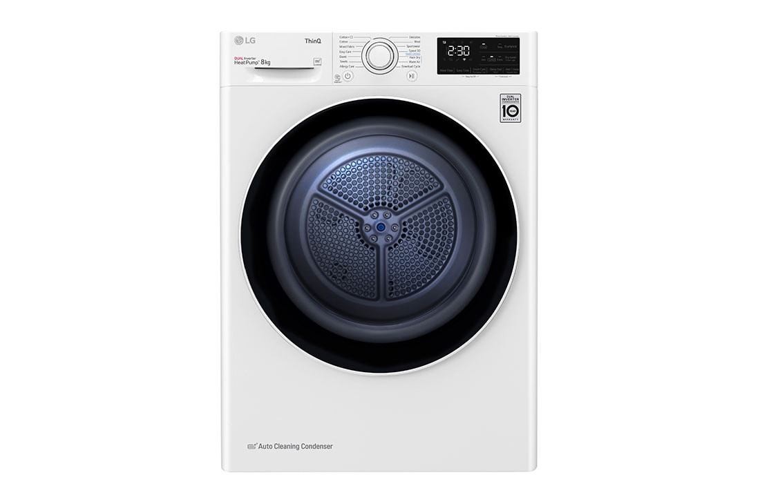 LG 8 kg, Eco Hybrid? DUAL inverter toplotna pumpa za su?enje, kondenzator sa automatskim ?i?c?enjem, ThinQ?, WiFi funkcija, RH80V3AV6N, RH80V3AV6N