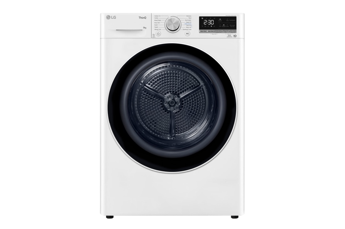 LG 9 kg, Eco Hybrid? DUAL inverter toplotna pumpa za su?enje, kondenzator sa automatskim ?i?c?enjem, ThinQ?, WiFi funkcija, Pogled spreda, RH90V9AV4N