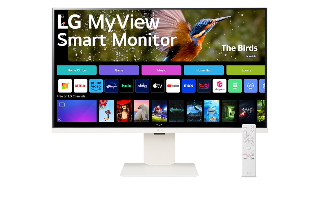 LG Монитор 32'' MyView 4K UHD IPS Smart Monitor LG 32SR83U-W | webOS, вид спереди с веб-камерой и пультом дистанционного управления, 32SR83U-W