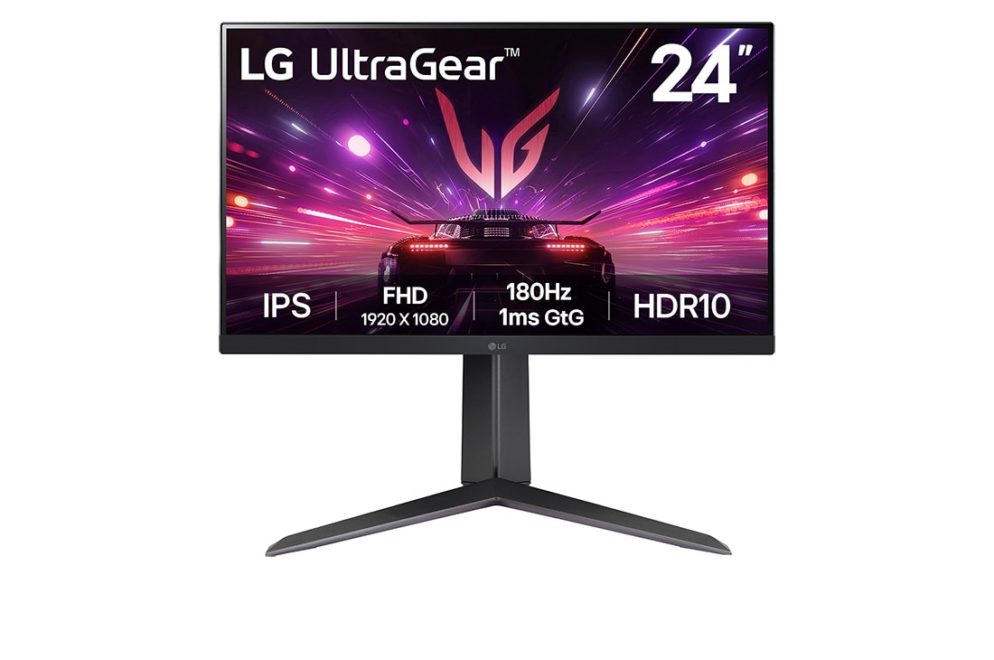 LG Игровой монитор 24'' UltraGear? Full HD IPS LG 24GS65F-B, вид спереди, 24GS65F-B
