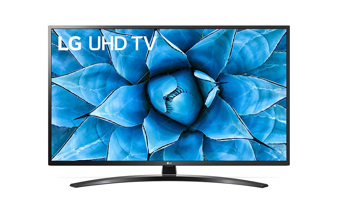 LG UHD телевизор LG 55'', вид спереди с изображением на экране, 55UN74006LA