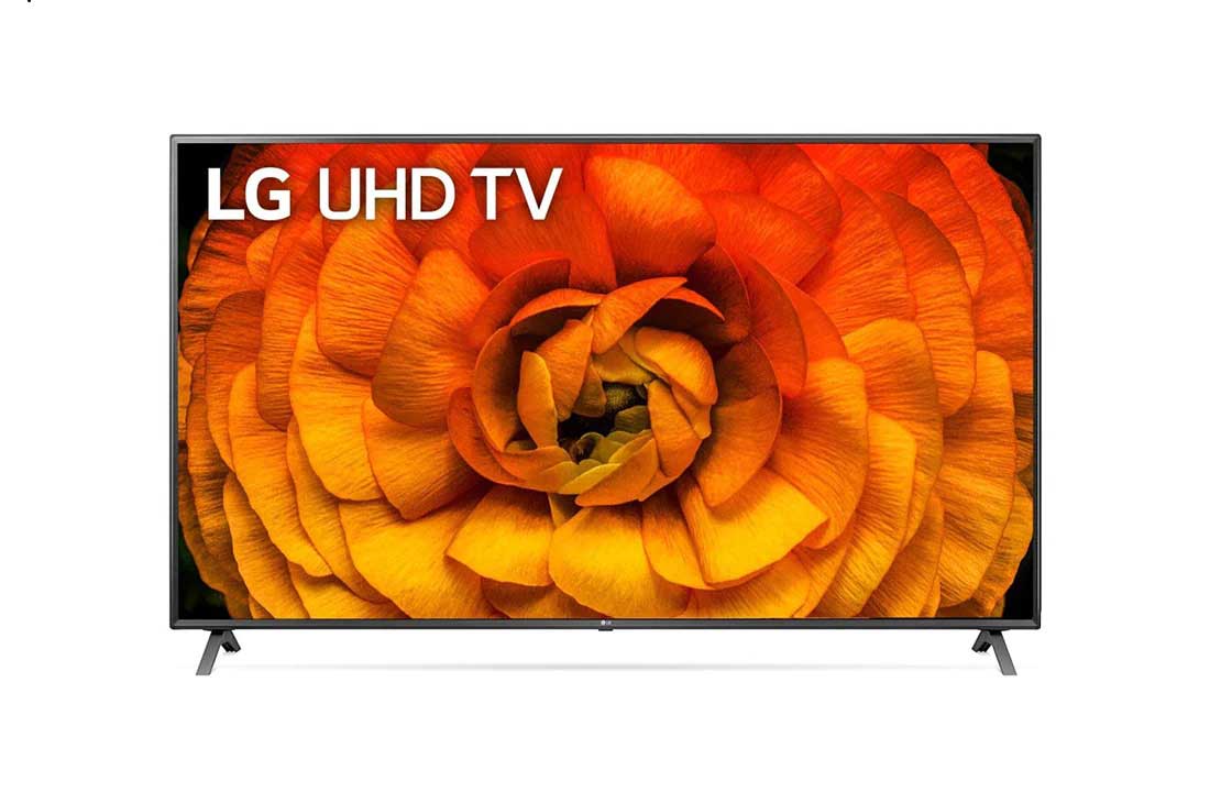 LG UN85 86'' 4K Smart UHD TV, вид спереди с изображением на экране, 86UN85006LA