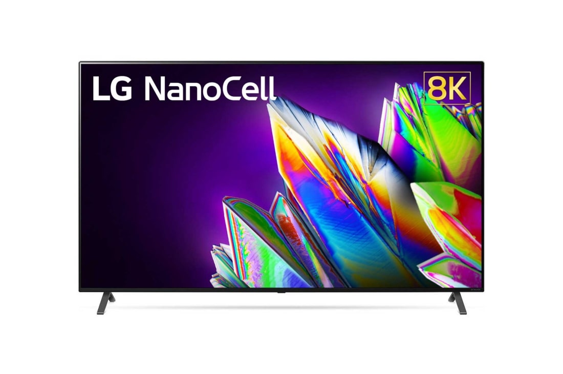 LG 8K NanoCell телевизор 75'' LG 75NANO976NA, вид спереди с изображением на экране, 75NANO976NA