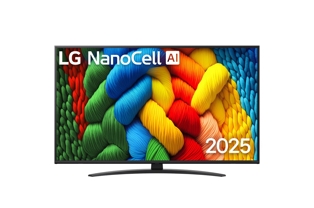 LG 50-дюймовый телевизор Smart TV LG Nanocell AI NANO81 4К 2025, front view, 50NANO81A6A