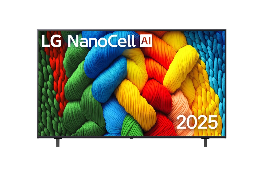 LG 65-дюймовый телевизор Smart TV LG Nanocell AI NANO80 4К 2025, front view, 65NANO80A6B