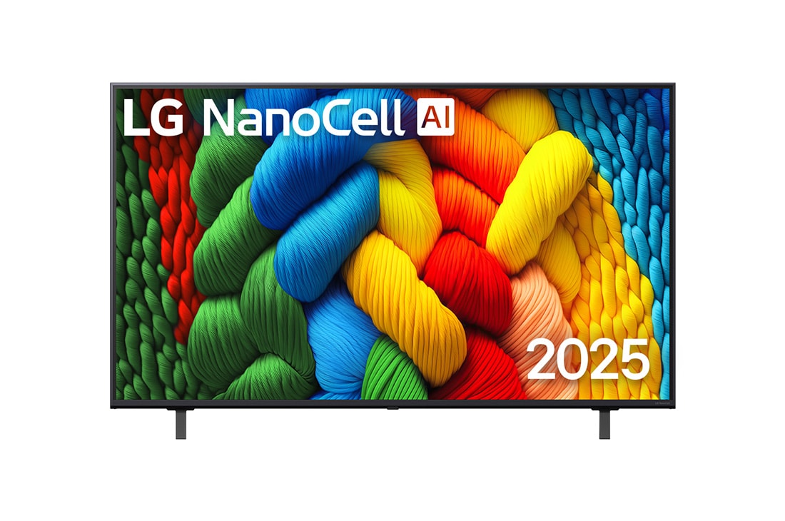 LG 55-дюймовый телевизор Smart TV LG Nanocell AI NANO80 4К 2025, front view, 55NANO80A6B