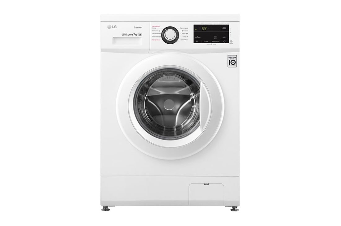 LG Стиральная машина узкая LG F2J3HS0W с паром, 7 кг, front view, F2J3HS0W