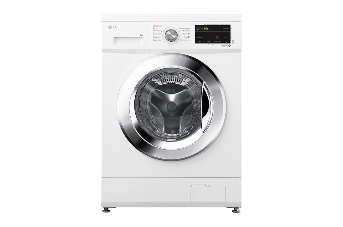 LG Стиральная машина узкая LG F2J3NS2W с паром, 6 кг, MegaTouch_CK_6kg_White_FH2J3NDYP2P_KZ_Front_slim, F2J3NS2W