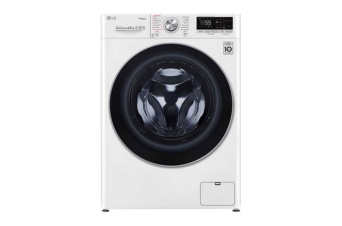 LG Стиральная машина узкая LG F2V7GW1W с паром, технология AI DD, 8,5 кг, front view , F2V7GW1W