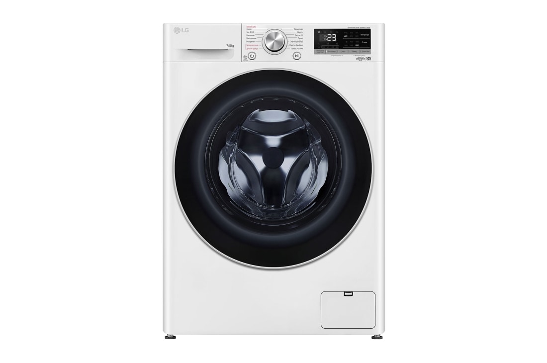 LG Узкая стирально-сушильная машина LG F2V5HG1W с паром, 7/5 кг, Стирально-сушильная машина LG F2V5HG1W, F2V5HG1W