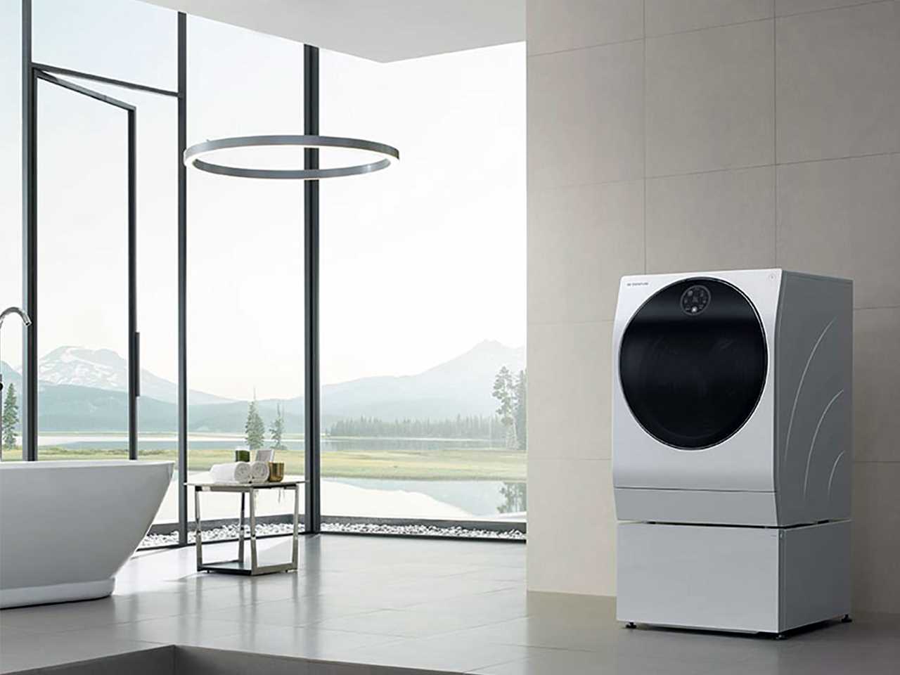 Стиральная машина LG Signature TwinWash? в ванной комнате 