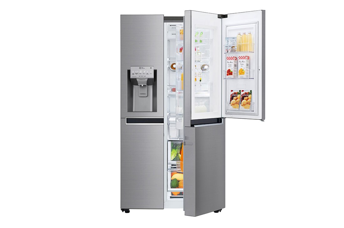 LG Americká chladni?ka | Door-in-Door? | F | Hruby objem 675 l | 376 kWh/rok | LG Lineárny invertorovy kompresor | LG Total No Frost | Multi-Air Flow? | Vonkaj?í LED displej | Nápojovy automat | Pure N Fresh? | ThinQ? + WiFi, GSJ960PZVZ