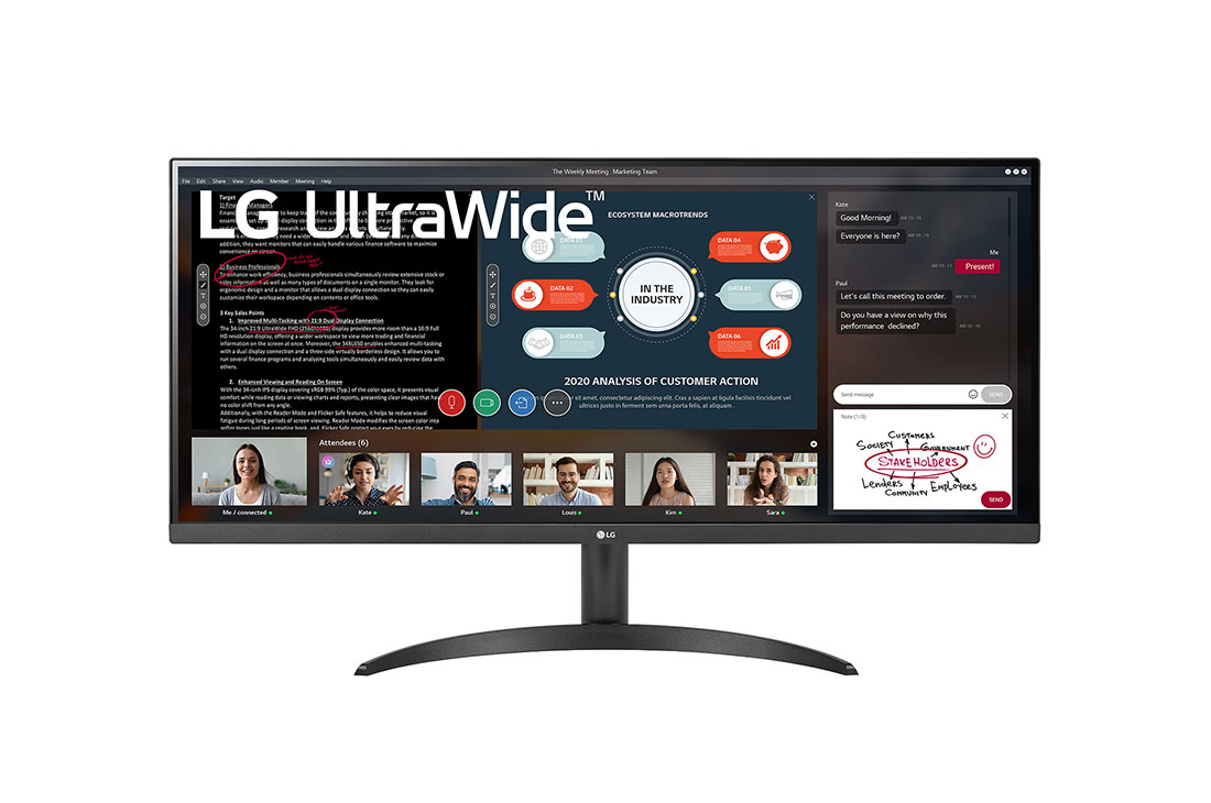 LG 34'' LG UltraWide monitor s IPS displejom, poh?ad spredu, 34WP550-B