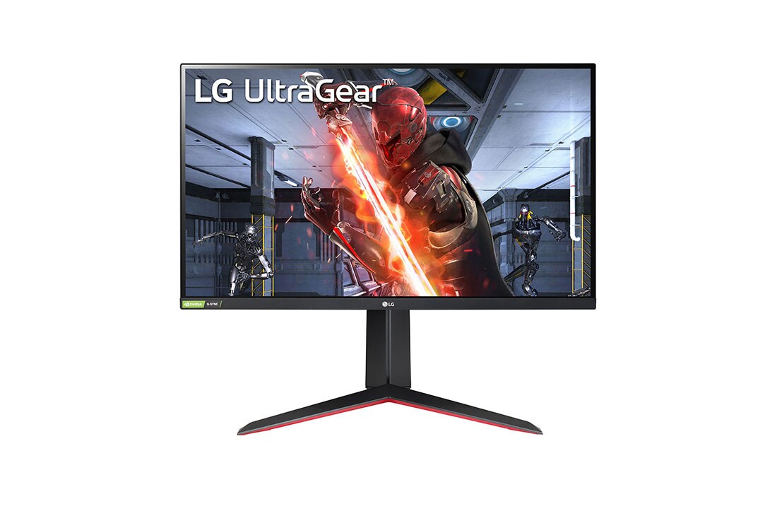 LG 27-palcovy herny monitor IPS UltraGear? s rozlí?ením Full HD a ?asom odozvy (GtG) 1 ms kompatibilny s technológiou NVIDIA? G-SYNC?, poh?ad spredu, 27GN650-B