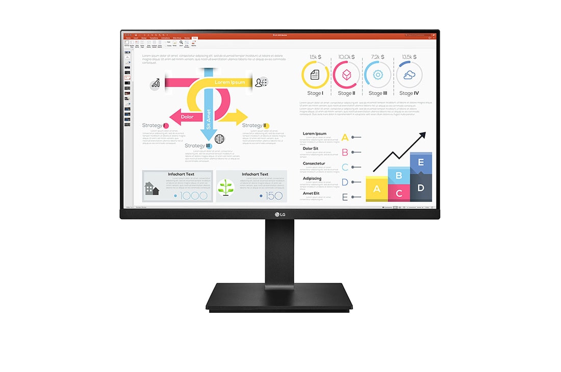LG 23,8-palcovy monitor IPS s rozlí?ením QHD, re?azovou konfiguráciou a rozhraním USB-C?, poh?ad spredu, 24QP750-B