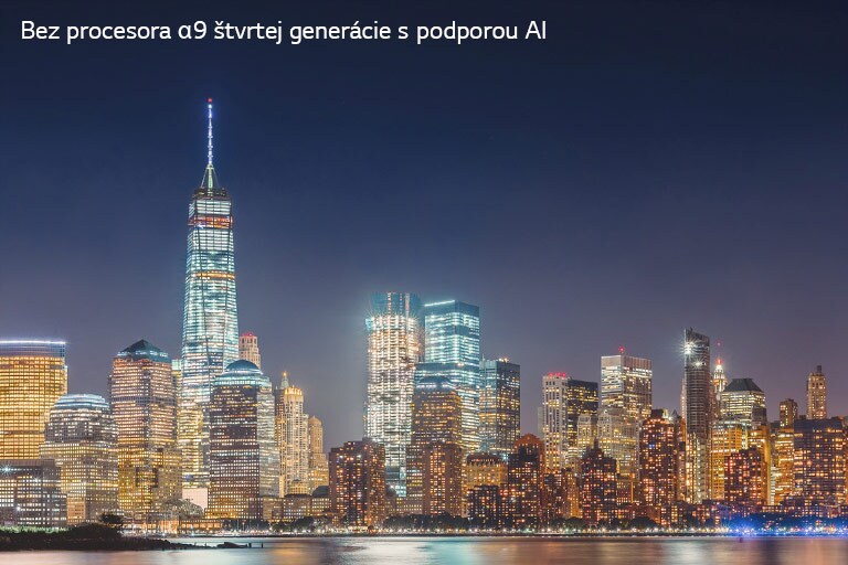 Obrázok s posuvnym ovláda?om na porovnanie kvality obrazu mestskej scenérie v noci.