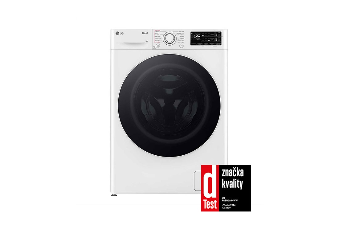 LG 9 kg parná prá?ka LG | 1400 ot./min | Direct Drive? | AI DD? | TurboWash?, front view, FASR3A94WW
