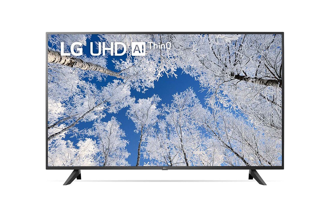 LG 65'' LG UHD TV, webOS Smart TV, Poh?ad spredu na televízor LG s rozlí?ením UHD s ilustra?nym obrázkom a logom produktu, 65UQ70003LB