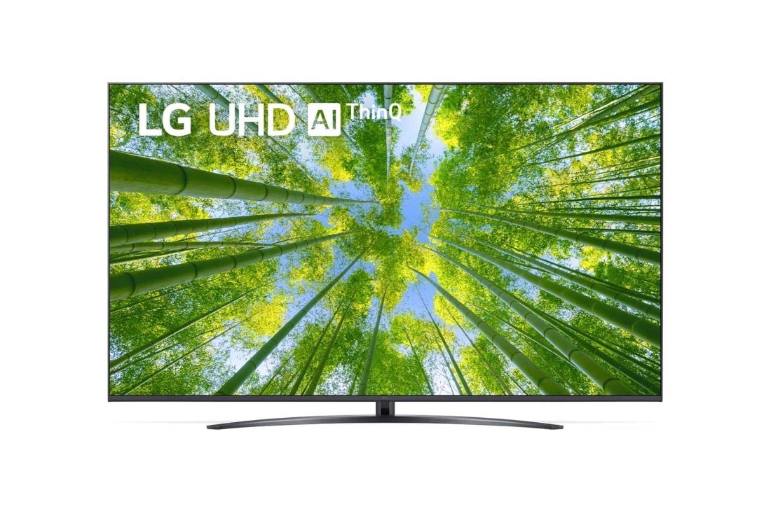 LG 75'' LG UHD TV, webOS Smart TV, Poh?ad spredu na televízor LG s rozlí?ením UHD s ilustra?nym obrázkom a logom produktu, 75UQ81003LB